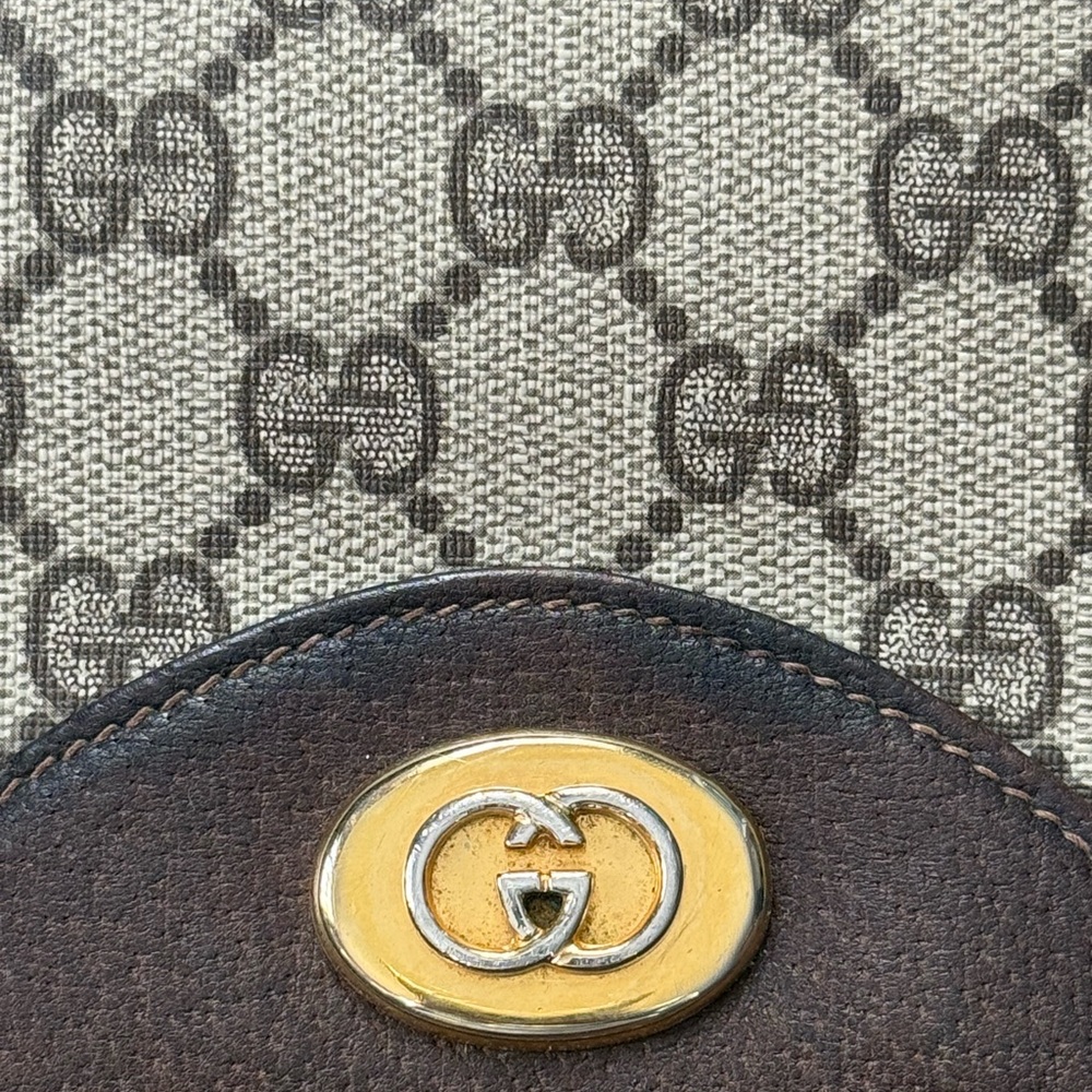 1970s Authentic Gucci Canvas Brown Monogram Shoulder Bag - Picture 3 of 16